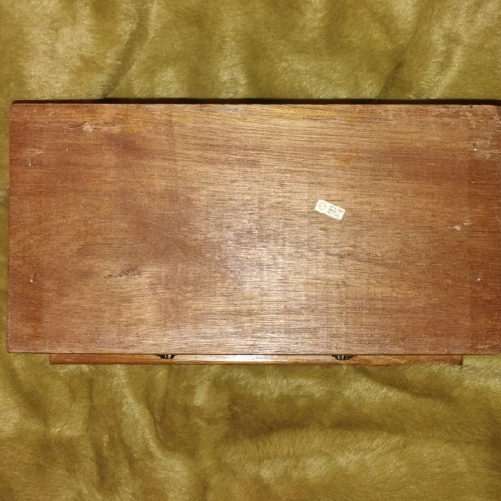 Vintage Stained Glass Wooden Jewelry Organizer with Drawers
